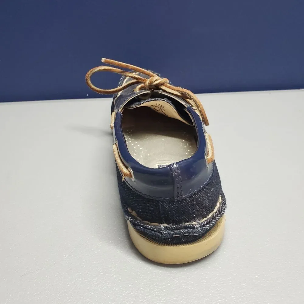 SPERRY Top Sider Angelfish Boat Shoes Women 7.5 Navy Denim 2 Eye Slip On 9294307